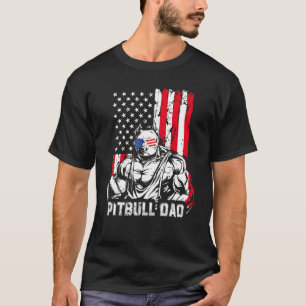 T-shirt Papa Pitbull Muscle Chien Américain Drapeau Améric
