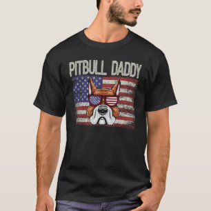 T-shirt Papa Pitbull Patriotique Drapeau Américain 4 Juill
