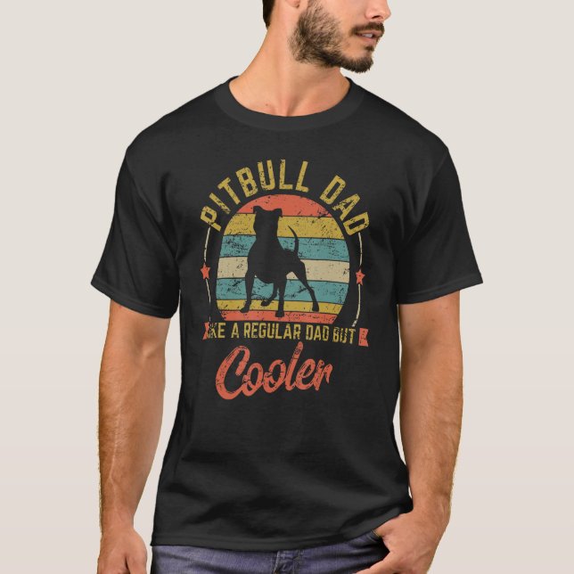 T-shirt Papa Pitbull Rétro Comme Chien Régulier Mais Glaci (Devant)