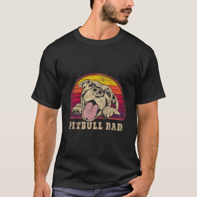 T-shirt Papa Pitbull Sourire Pitbull Sur (Devant)