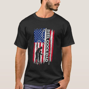 T-shirt Papa Poisson Drôle Drapeau Américain Pêcheur Papa