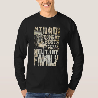 T-shirt Papa Porte Des Bottes De Combat Fière Famille Mili