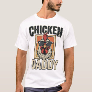 T-shirt Papa Poule Drôle Coq Vintage Vecteur Chemise_1