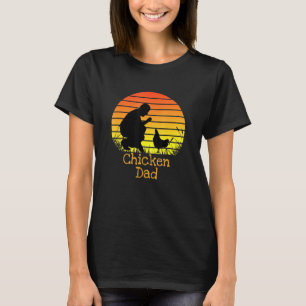 T-shirt Papa Poule Vintage Rétro Coucher de Soleil Éleveur