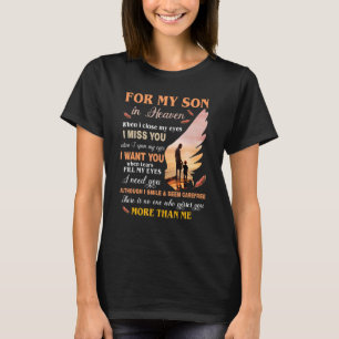 T-shirt Papa Pour Mon Fils Au Ciel Quand Je Ferme Les Yeux