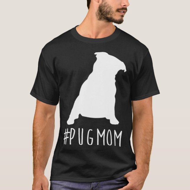 T-shirt Papa Pug Hashtag mamanpug (Devant)