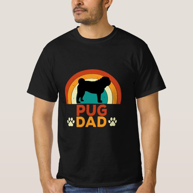 T-shirt Papa Pug Rétro (Devant)