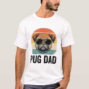 T-shirt Papa Pug Vintage Gravure Design pour Amateur de Ch