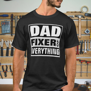 T-shirt Papa qui répare tout en typographie blanche et gra