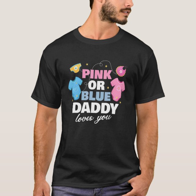 T-shirt Papa Rose Ou Bleu T'Aime Père Bébé Genre Re (Devant)