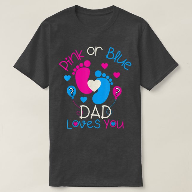 T-shirt Papa Rose Ou Bleu Vous Aime Bébé Genre Reveal Par (Design devant)