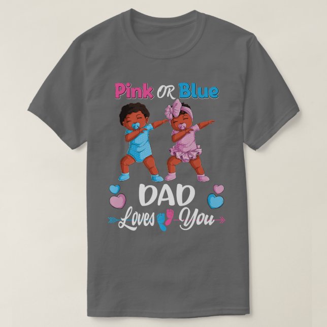 T-shirt Papa Rose Ou Bleu Vous Aime Bébé Noir Genre Revea (Design devant)