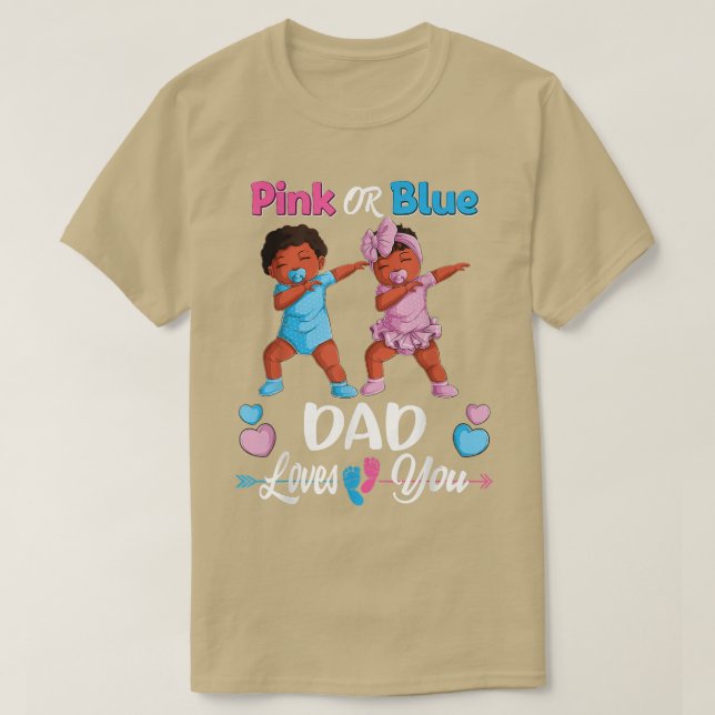 T-shirt Papa Rose Ou Bleu Vous Aime Bébé Noir Genre Revea (Design devant)