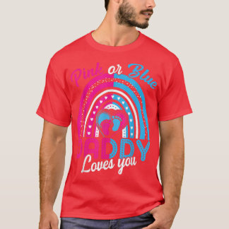 T-shirt Papa Rose Ou Bleu Vous Aime Fête de Révélation de 