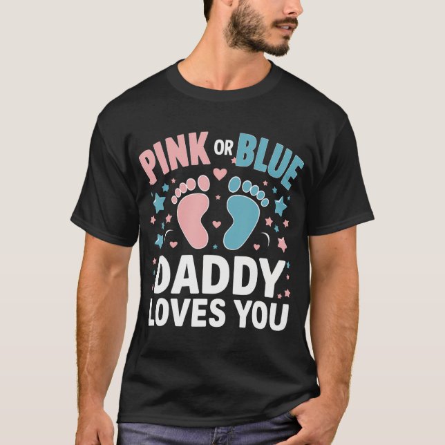 T-shirt Papa Rose Ou Bleu Vous Aime Révélation De Sexe (Devant)