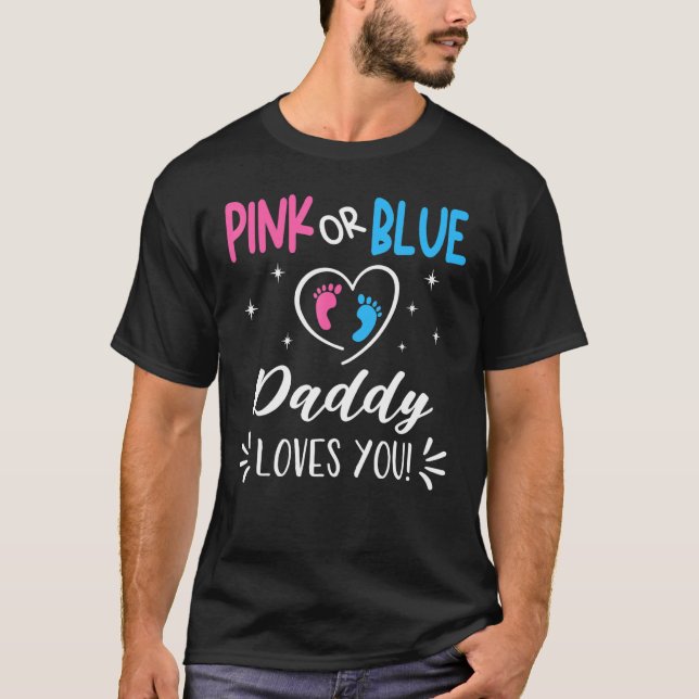 T-shirt Papa Rose Ou Bleu Vous Aime Révéler Le Sexe Annonc (Devant)
