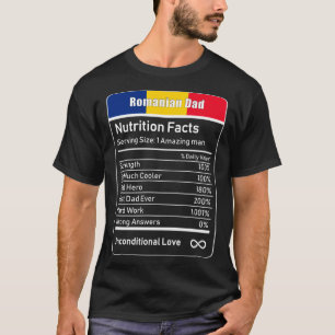 T-shirt Papa roumain Nutrition Facts Fête des pères Cadeau