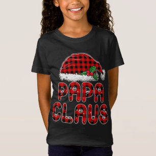 T-Shirt Papa Santa Claus rouge plaid drôle famille Noël