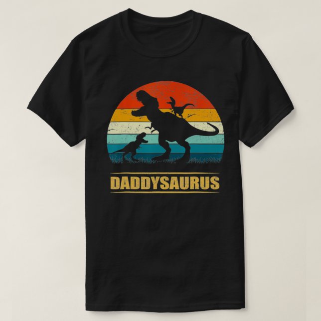 T-shirt Papa Saurus Daddy Dinosaur T Re 2 Enfants Famille  (Design devant)