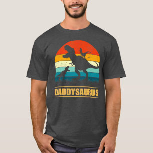 T-shirt Papa Saurus Daddy Dinosaur T Rex 2 Enfants Famille