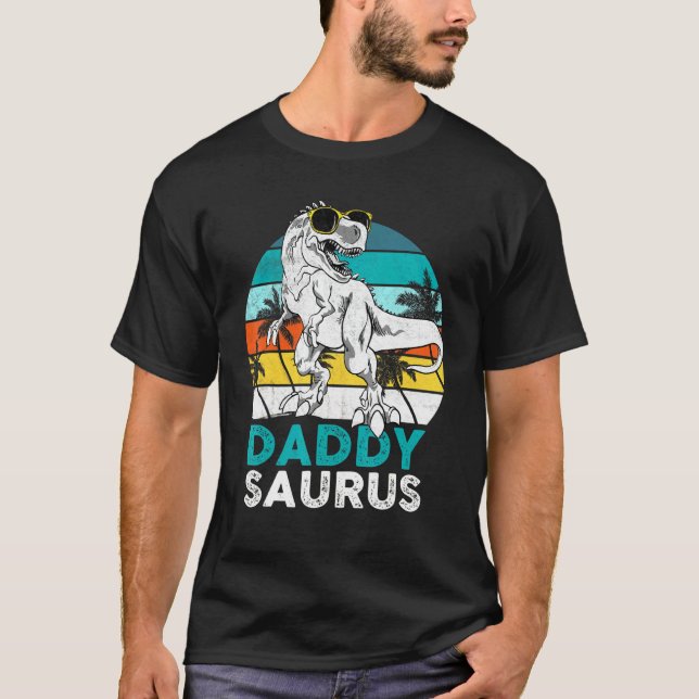 T-shirt Papa Saurus Dinosaur Papa Vintage (Devant)