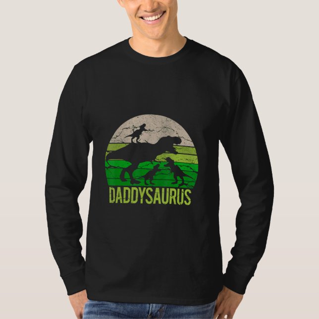 T-shirt Papa Saurus Et Trois Babysaurus Saurus (Devant)