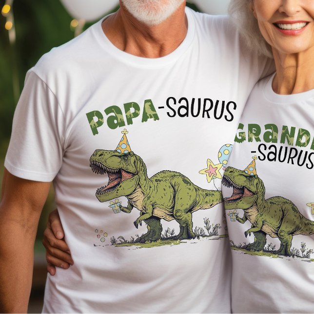 T-shirt Papa-saurus Grandpa Dinosaur Parti Anniversaire de (Cute Papa-saurus dinosaur theme kids birthday party matching family t-shirt, T-Rex, grandpa grandma)