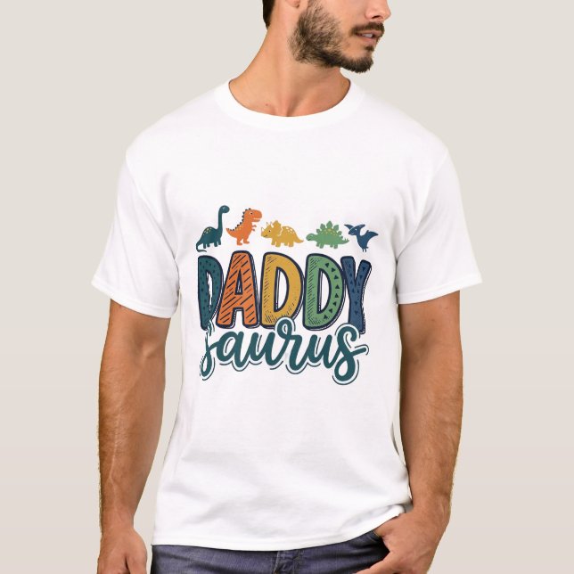 T-shirt Papa Saurus Mignon Dinosaure Papa Conception de Ve (Devant)