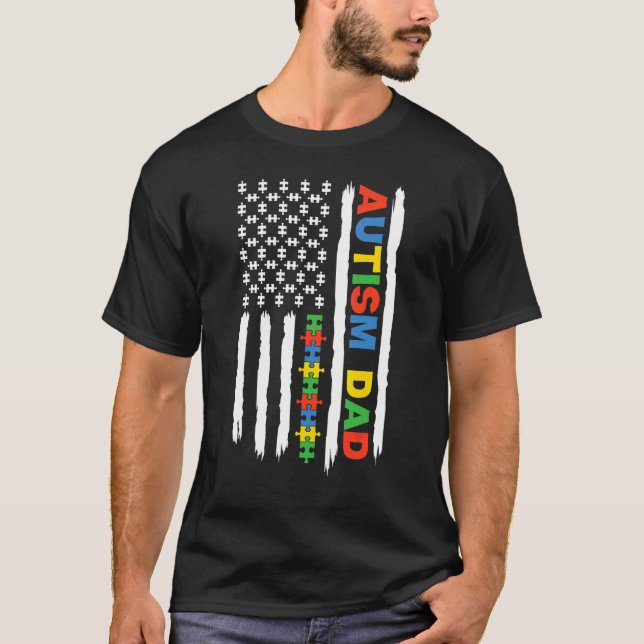T-shirt Papa Sensibilisation sur l'autisme Drapeau América (Devant)