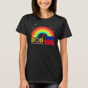 T-shirt Papa Serre Gratuitement Avec Le Drapeau Arc En Cie