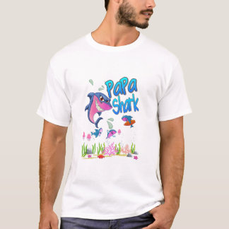 T-SHIRT PAPA SHARK HAPPY FAHTERS DAME