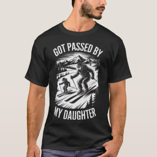 T-shirt Papa skieur pédalé par sa fille, famille de ski dr