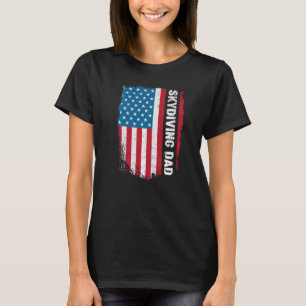 T-shirt Papa Skydiving Drôle America Drapeau Us Patriot Vi