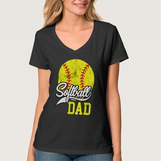 T-shirt Papa Softball comme un papa baseball avec de plus  (Devant)