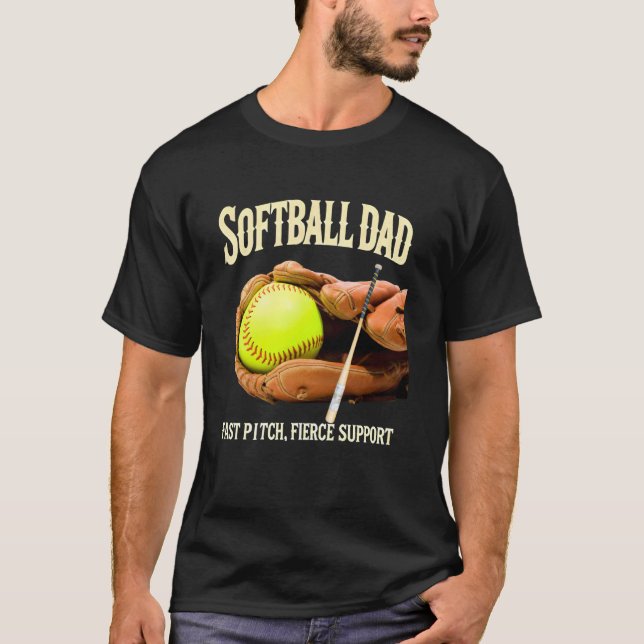 T-shirt Papa Softball Lancement Rapide Fier Soutien Drôle  (Devant)