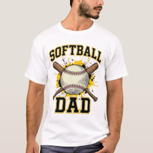T-shirt Papa Softball Vintage Varsity Dessin De Bats Crois
