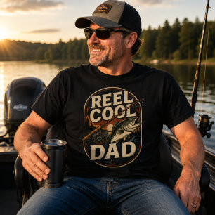 T-shirt Papa Super Cool Vintage Pêche Rétro Coucher de Sol