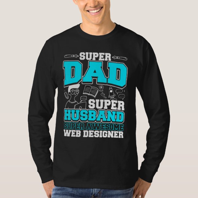 T-shirt Papa Super Er Web Awesome (Devant)