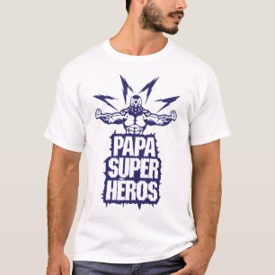 T-shirt papa super heros eclair muscle bodybuilder dessin