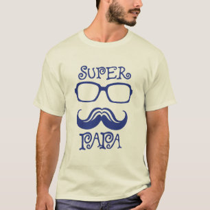 T-shirt papa super lunette moustache logo 