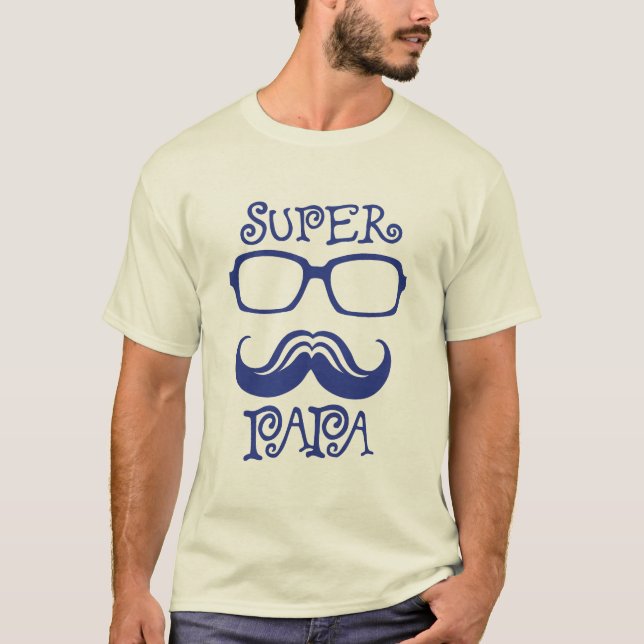 T-shirt papa super lunette moustache logo  (Devant)