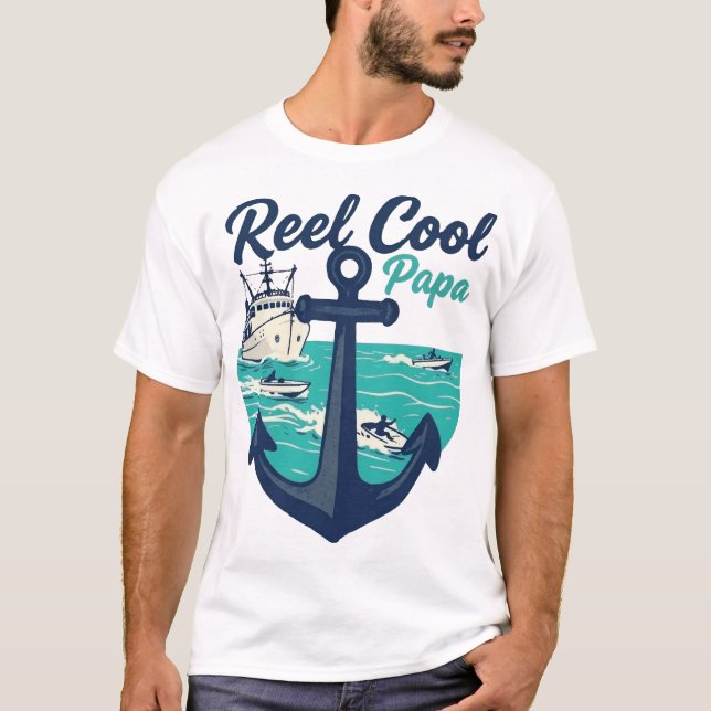 T-shirt Papa Super Pêcheur - Conception de bateau et de pê (Devant)