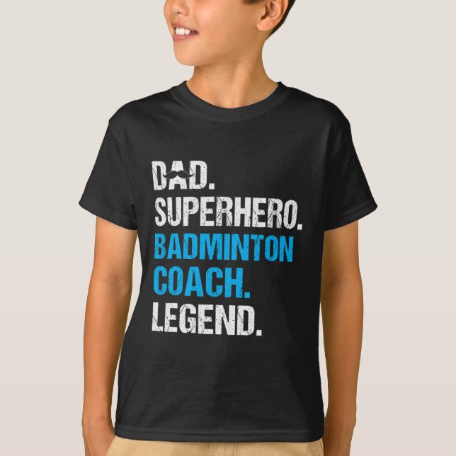 T-shirt Papa Superhero Badminton Entraîneur Funny Badminto (Devant)