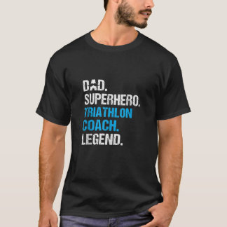 T-shirt Papa Superhero Triathlon Entraîneur Funny Triathlo