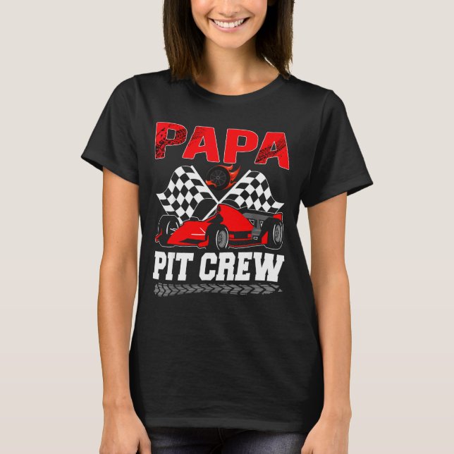 T-shirt Papa T Crew Racing Family Race Car Birthday Boy  (Devant)