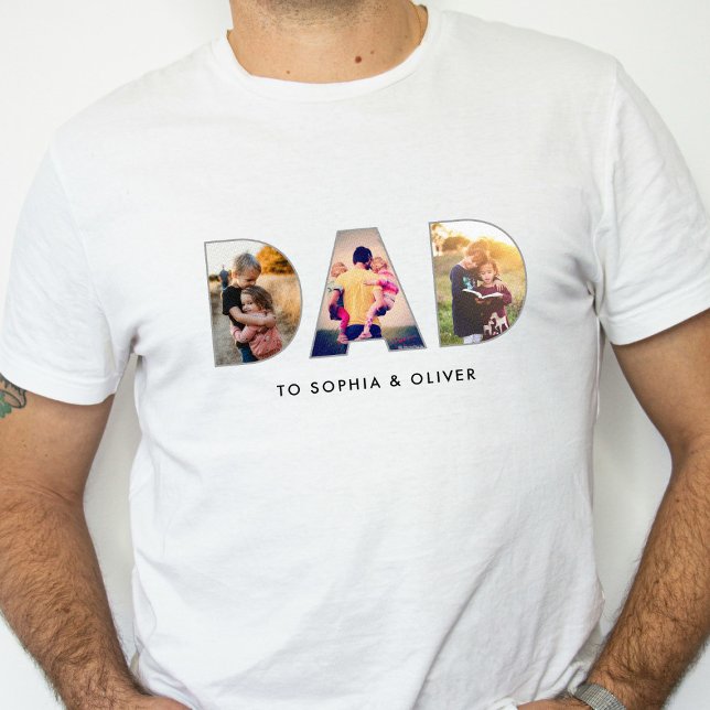 T-shirt Papa To Kids Noms Et Photos Moderne Mignonne (Créateur téléchargé)
