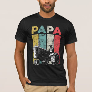 T-shirt Papa Tracteurs Fermier père de l'agriculture rét