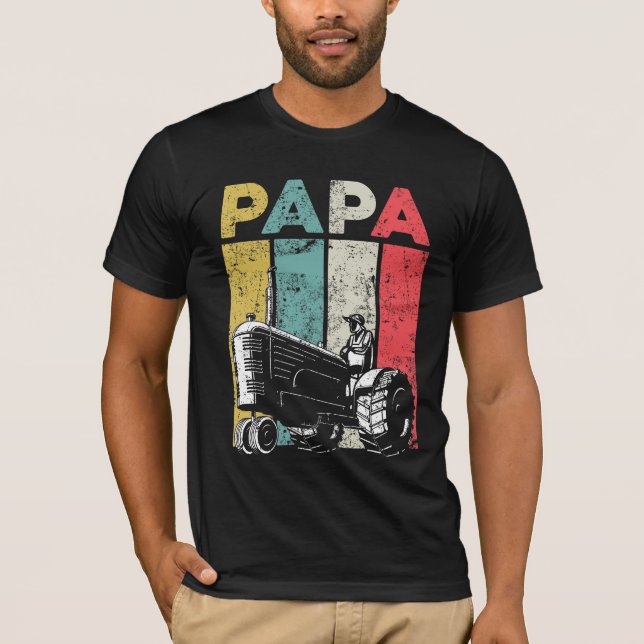 T-shirt Papa Tracteurs Fermier père de l'agriculture rétro (Devant)