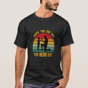 T-shirt Papa Tu Es Mon Héros Fête des pères Rétro Vintage