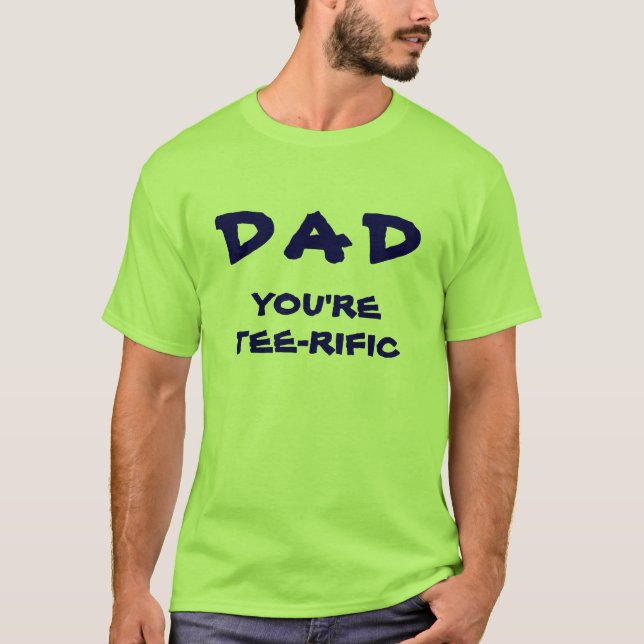 T-shirt Papa Tu es Tee-Rific Golf Pun Lime Green And Navy (Devant)